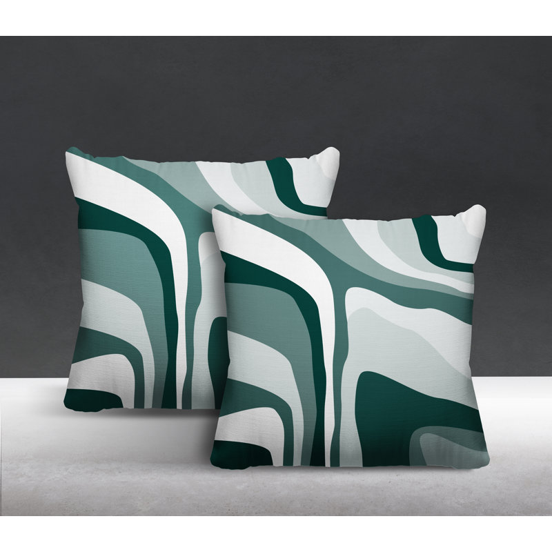 Coussin décoratif carré intérieur / extérieur Clickett, L 19 po x H 19 po, Émeraude