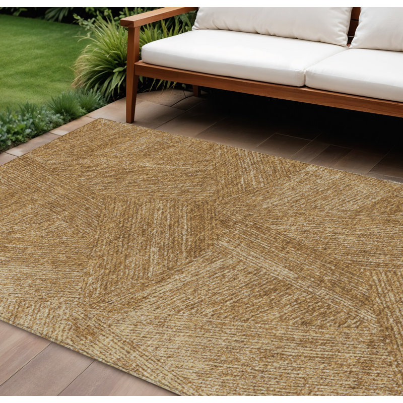 Tapis intérieur lavable abstrait doré 9 pi x 12 pi
