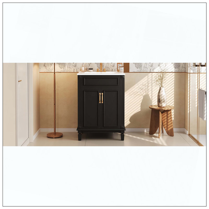 Ensemble de meuble-lavabo moderne avec 2 portes à fermeture douce, Noir