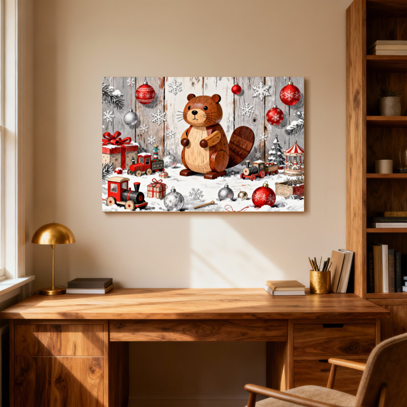 Écureuil de Noël en bois, décorations de Noël, scène d'hiver, H 16 po x l 24 po