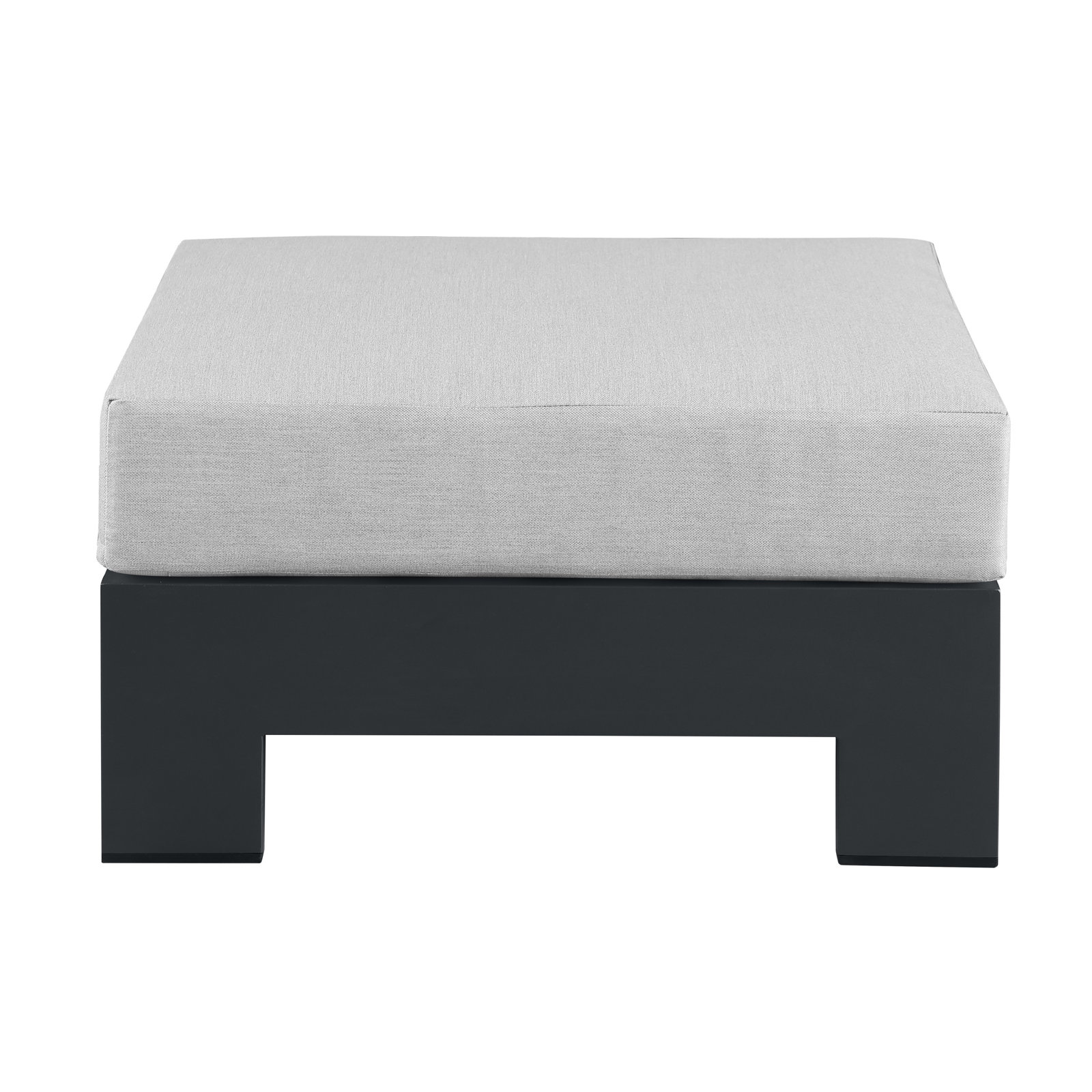 Hoyt 27.56" Outdoor Aluminum 4-in-1 Versatile Ottoman, Light Gray, Slate Black