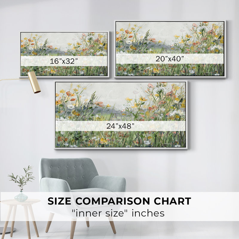 Woodland Meadow - Toile tendue avec châssis encadré - Prêt à être accroché, H 21 po x l 41 po, Blanc