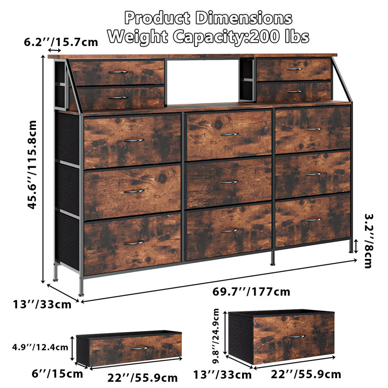 Commode 70 "avec 13 grands tiroirs, Brun