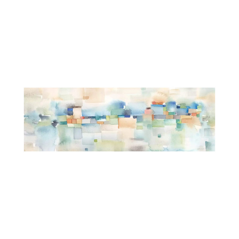 Teal Abstract Horizontal by Cynthia Coulter - Wrapped Canvas Panoramic Painting, 121.92 cm H x 40.64 cm W x 1.91 cm D