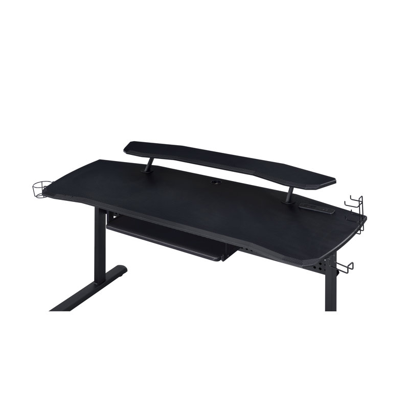 Ahad Writing Desk with Power Outlet, Black/Black