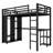 Metal Loft Bed Frame With Built-in Wardrobe,desk And Storage Shelves, For Kids Teens Adults-2099616379-2099616382