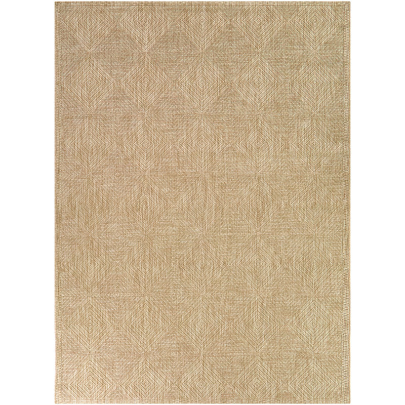 Tapis intérieur / extérieur à carreaux brun clair Audrena, Rectangle 7 pi 10 po x 10 pi