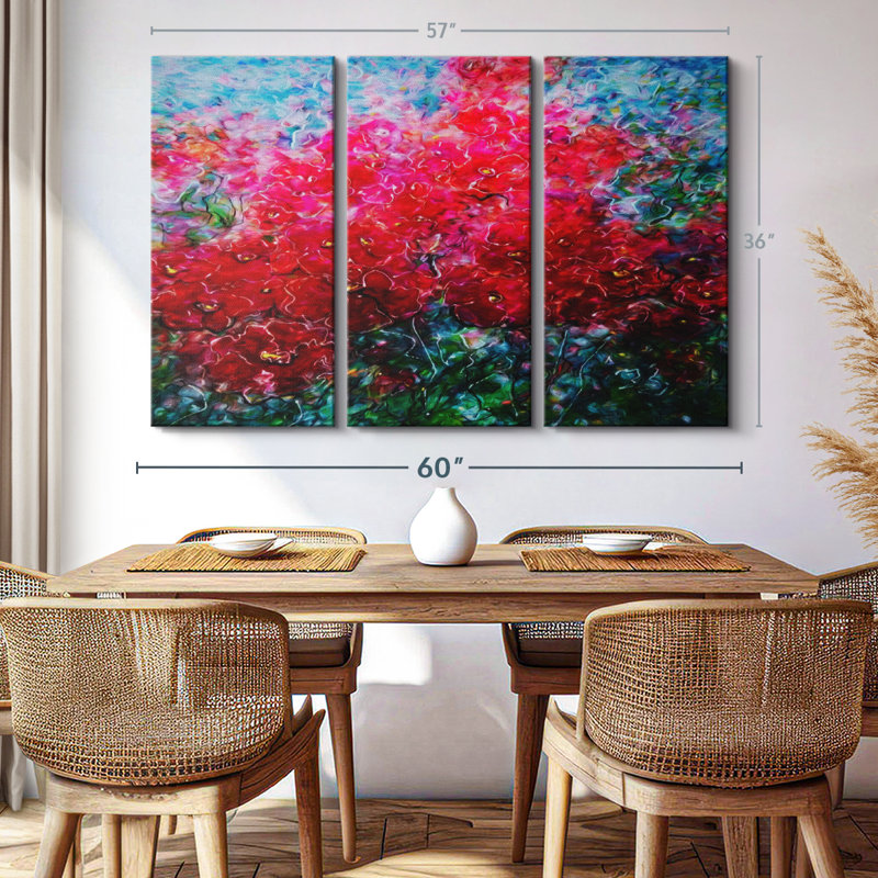 «Vivid Blooming Happiness», 3 pièces, H 36 po x l 57 po