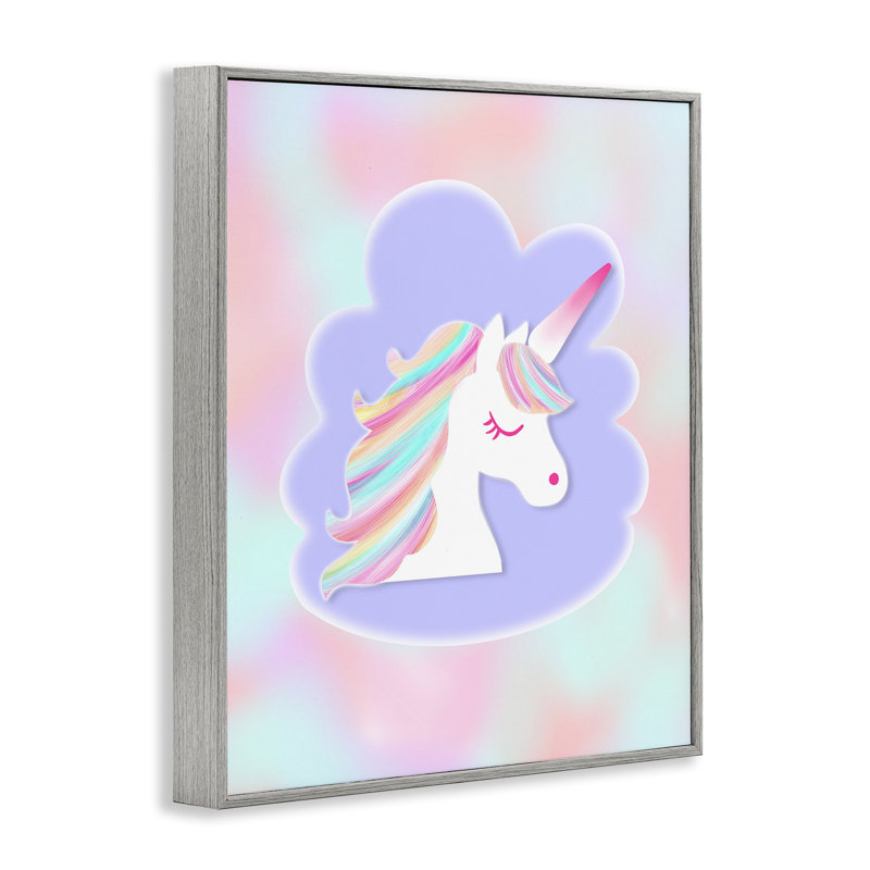 Unicorn Face, nuage pastel encadré, estampe numérique, design par Pooja Dave, Estampe numérique Farmhouse, H 14 po x l 11 po
