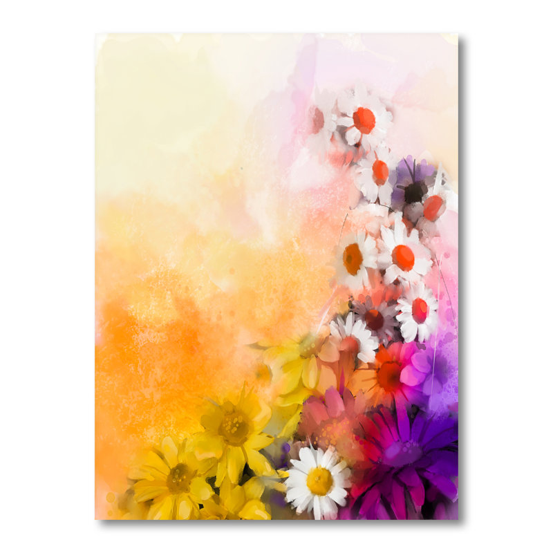 Guirlande Paintbrush Spring Flowers - Peinture, H 20 po x l 12 po x P 1 po, Toile tendue