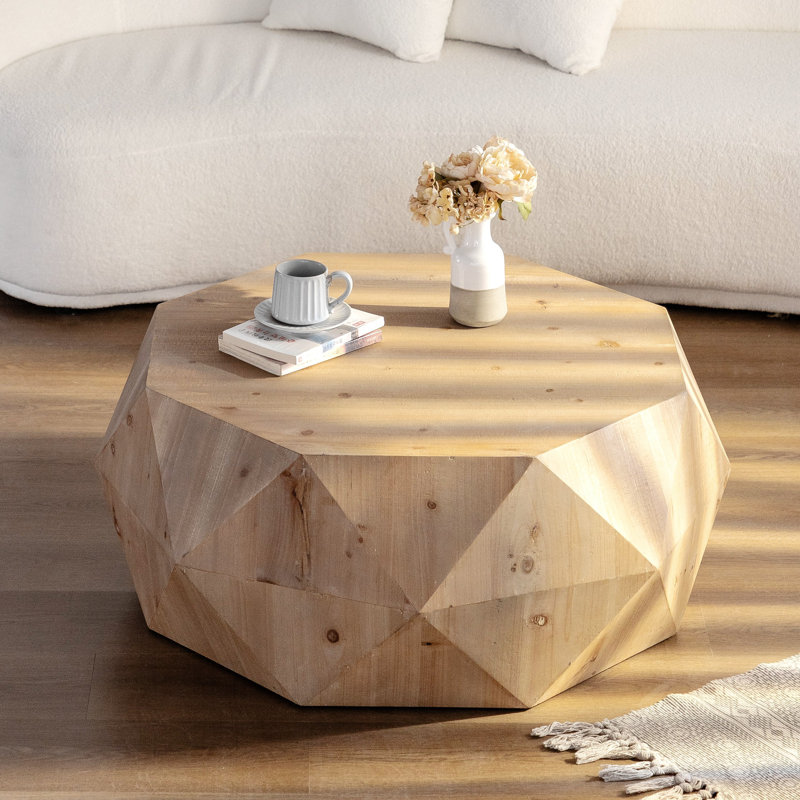 38 Inch Three-Dimensional Embossed Pattern Coffee Table