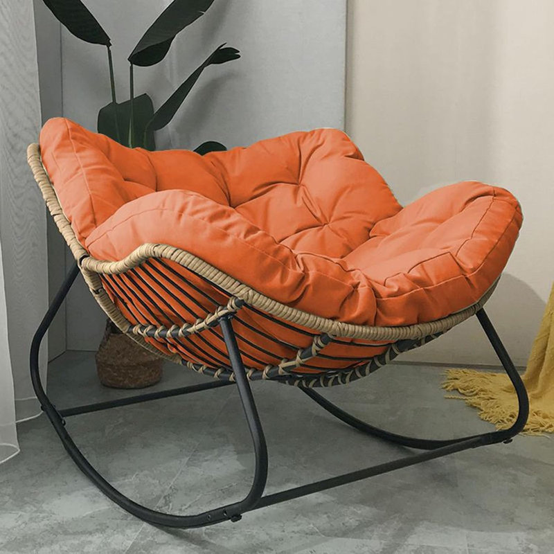 Fleece Fabric；Iron Rocking Chair, Orange
