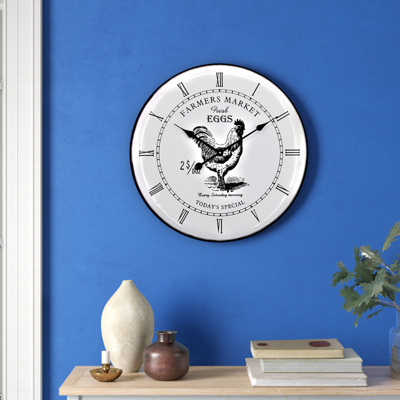 Oversized Niles Vintage Rooster Metal Wall Clock - 60 cm / 23.6 in