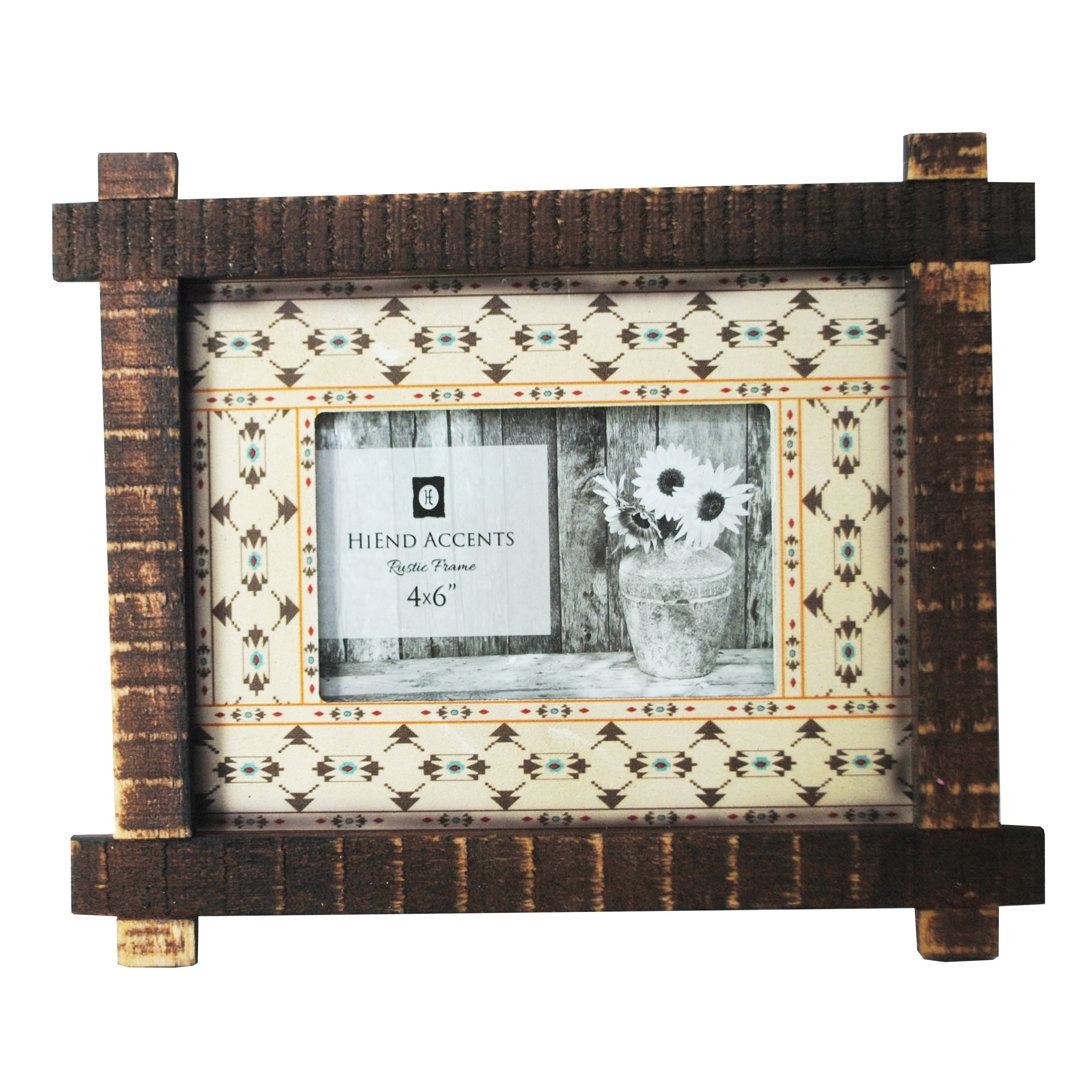 Socorro Wooden Aztec Geometric Printed Western Rustic Lodge Southwestern Picture Frame Paseo Road by HiEnd Accents