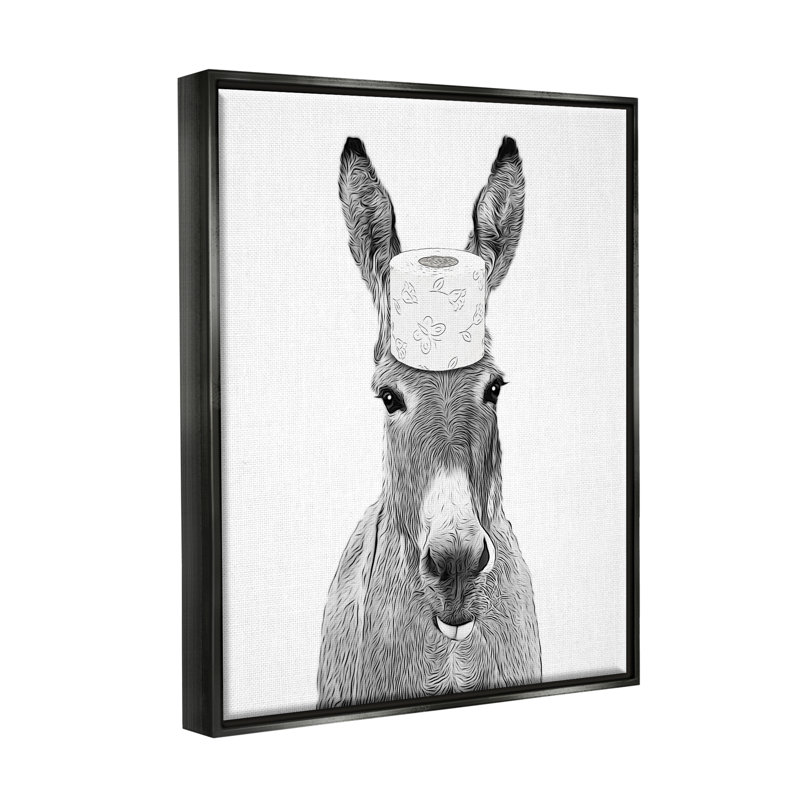 Impression sur toile «Donkey» par Annalisa Latella, Cadre flottant noir de jais, H 21 po x l 17 po x P 1,7 po