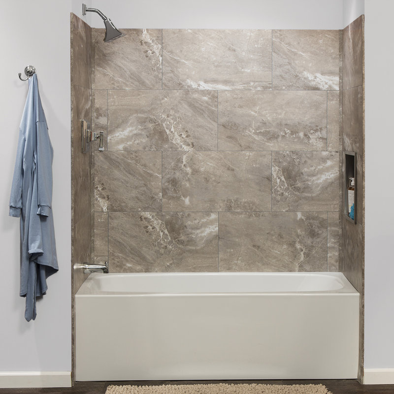 Palisade 25.6 in. x 14.8 in. Tile Shower and Tub Surround Kit, Venetian Marble
