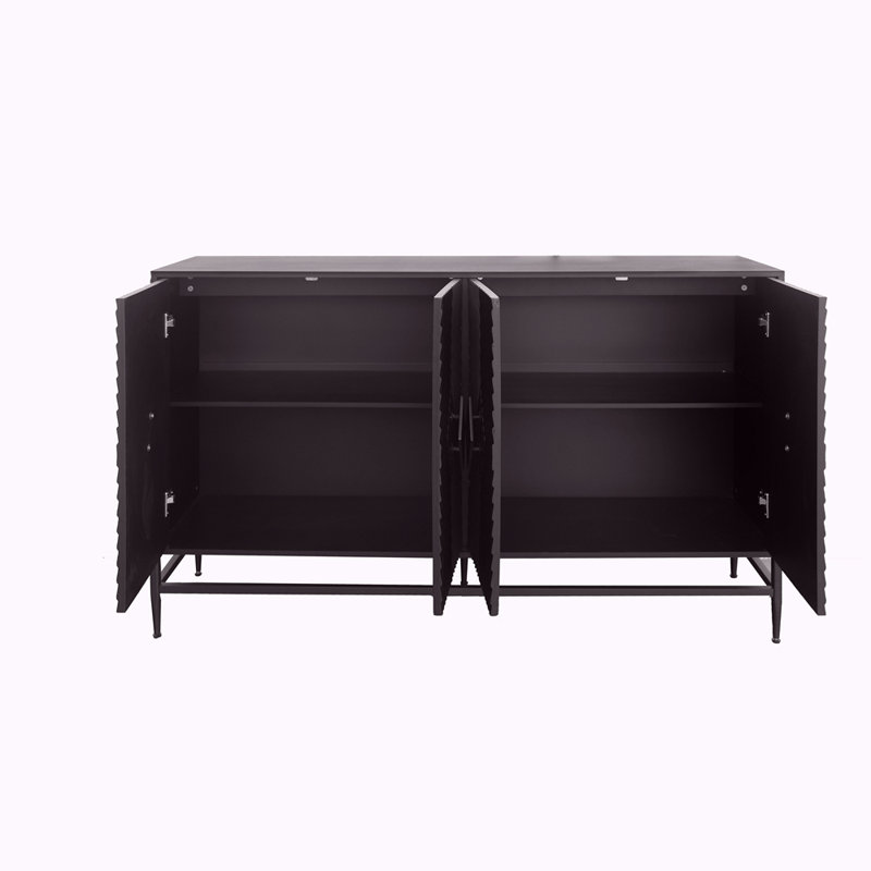 Armoire de rangement en bois laqué à 4 portes Accent, pour le salon, le vestibule, le couloir, le bureau, la cuisine et la salle à manger