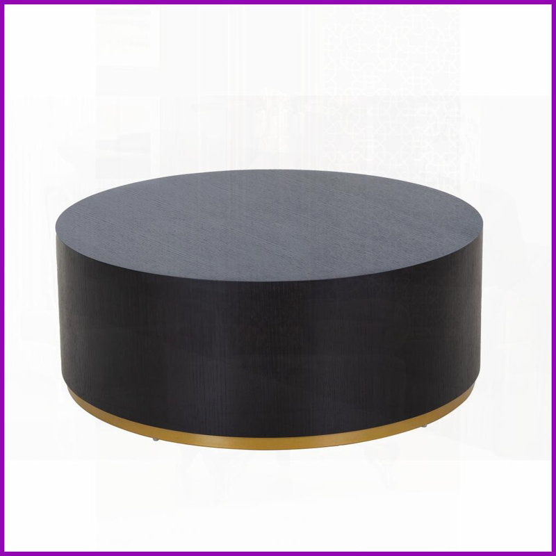 Table d'appoint ronde noire entièrement assemblée pour le salon, table d'appoint moderne en panneau de fibres à densité moyenne avec conception peu encombrante