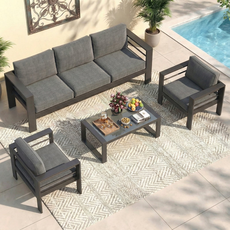 5-Person Aluminum Sofa Seating Group With Cushions