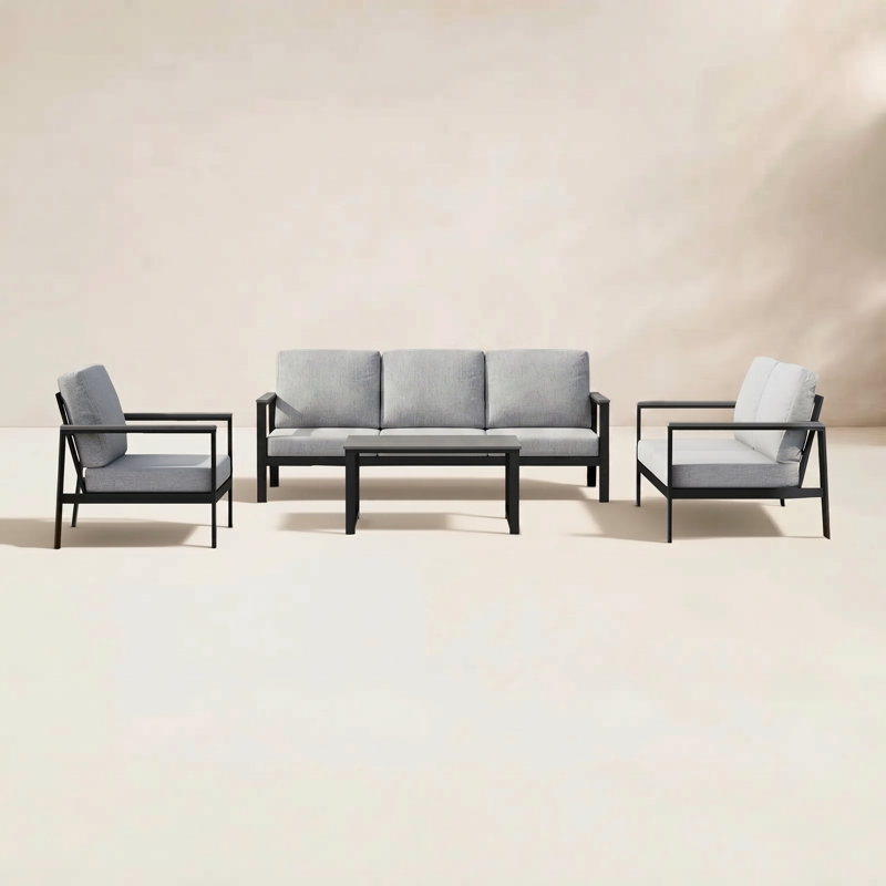 Townsend 4 Piece Sofa Seating Group with Sunbrella® Cushions, Canvas Granite Sunbrella® Canvas