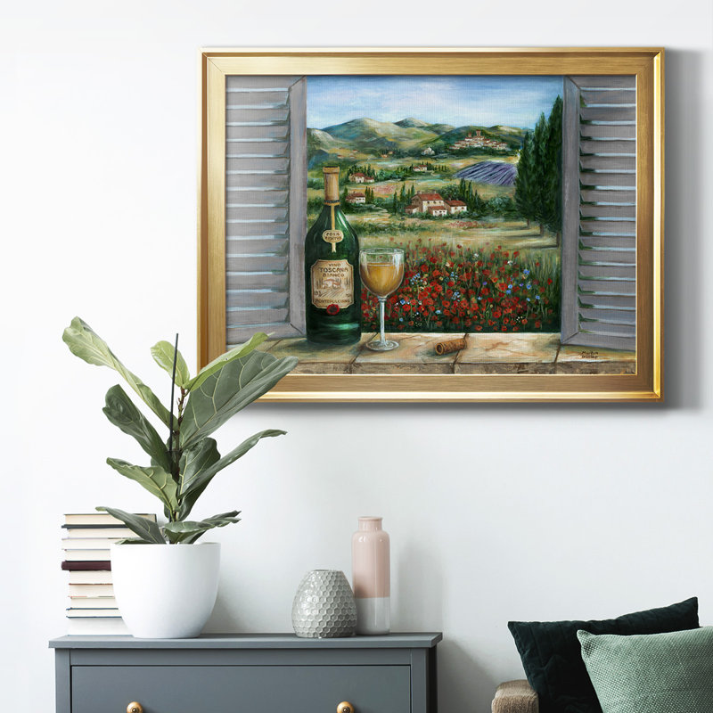 Blanc toscan et coquelicots - Reproduction de photo sur toile, Or, H 30,5 po x l 42,5 po x P 1 po