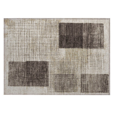 Machine Washable Indoor/Outdoor Xhevrie Brown Rug