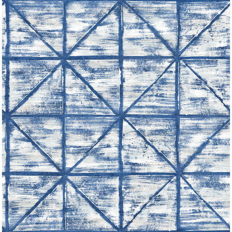 Rouleau de papier peint l 33 pi x p 20,5 po Peggie, ivoire / bleu de Prusse