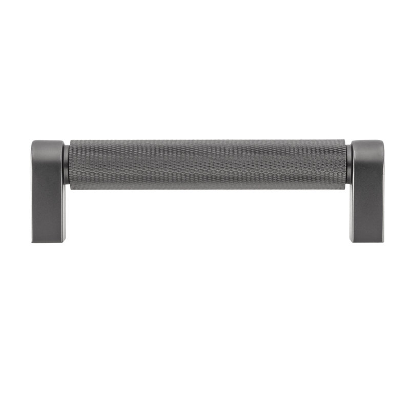 Kent Knurled 4" Center to Center Black Nickel Bar Drawer Pull, 4", Black Nickel