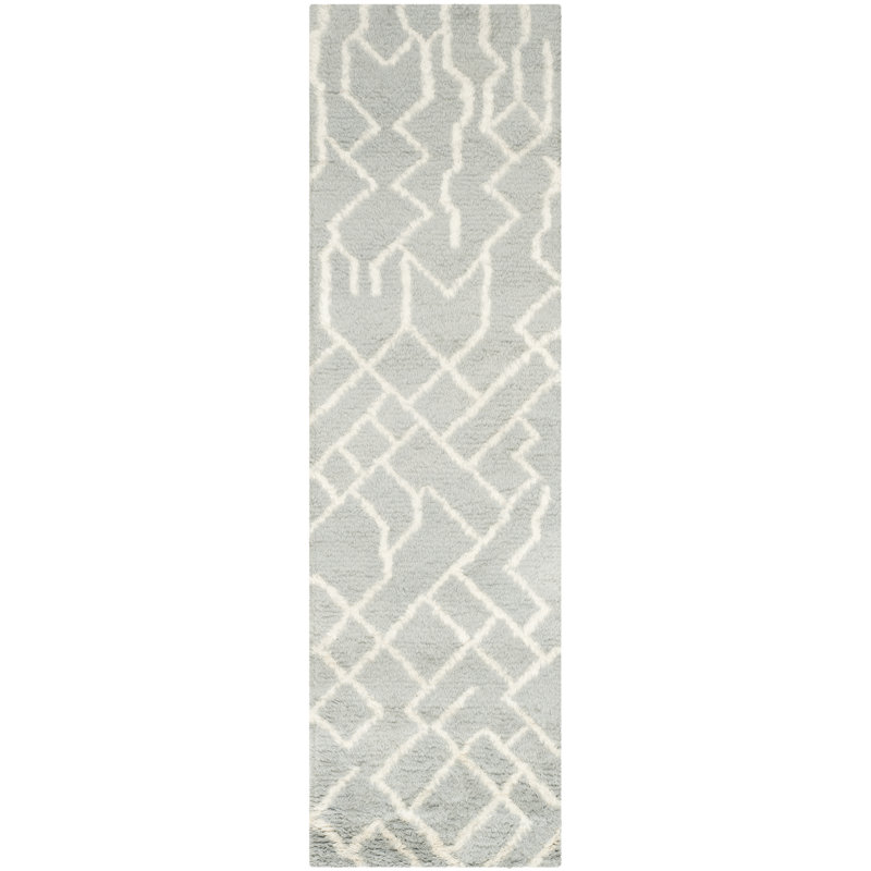 Baisden Hand Tufted Nz Wool/Cotton Southwestern Rug in Blue/Ivory, Runner 2'3" x 8'