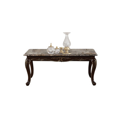 Elegant Rich Cherry Coffee Table With Marble - Spacious And Functional Sophisticated In Adds Elegance To Living Room