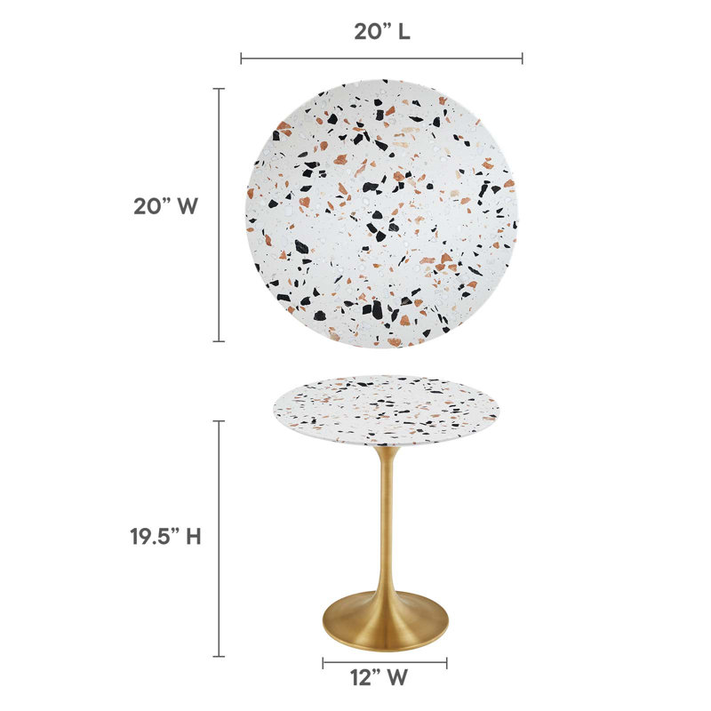 Modway Lippa 20" Round Terrazzo Side Table, Gold