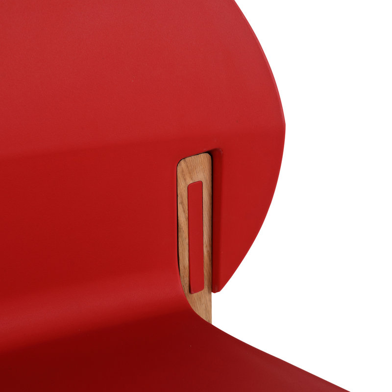4 chaises d'intérieur cramoisi 4 pièces, polypropylène résistant aux égratignures, pieds en chêne fini à la main, siège en polypropylène support toute la journée, joints de qualité commerciale, design