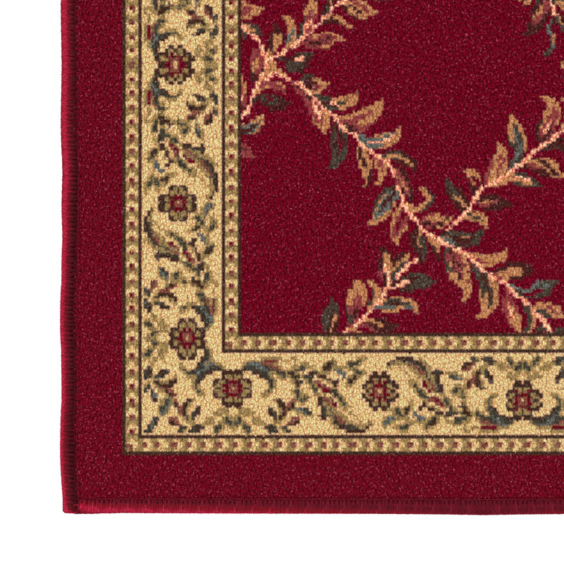 Red Trellis Pattern Non-Slip Synthetic Area Rug 3'3" x 5'