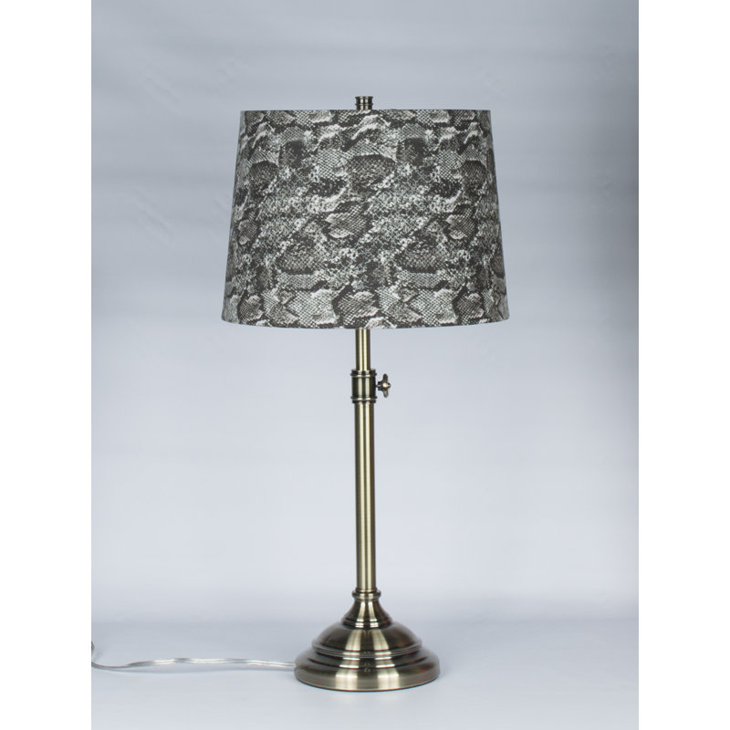 Caitlynne Metal Table Lamp, Black Suede, Antique Brass
