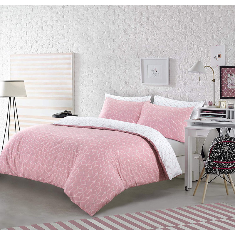Pink/White 132 TC, Double - 2 Standard Pillowcases