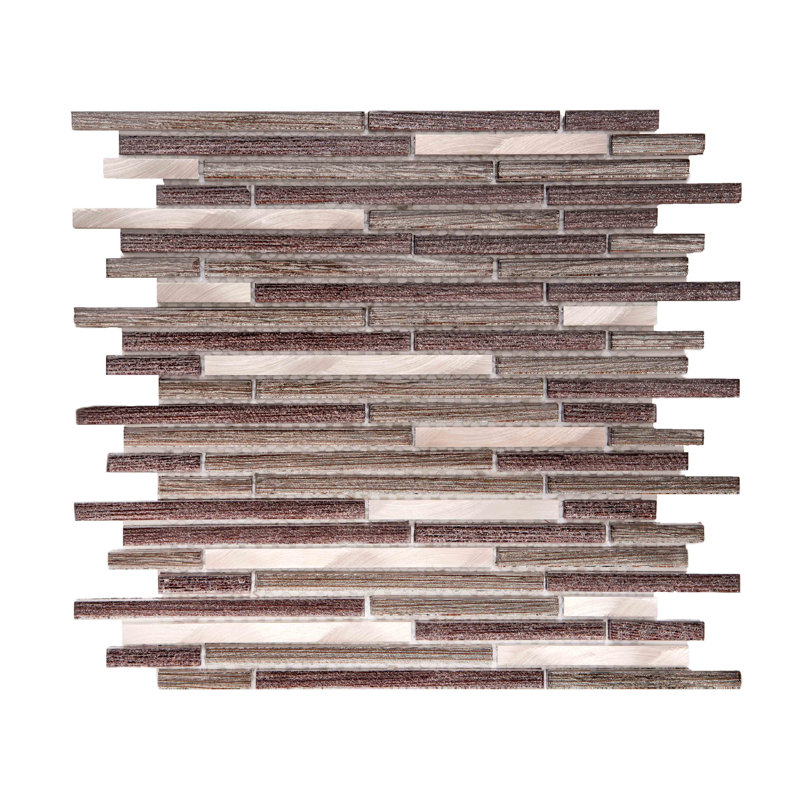 Cosmos Sleek 1" x 3" Shiny Glass Mosaic Wall Tile, Bronze/Gray