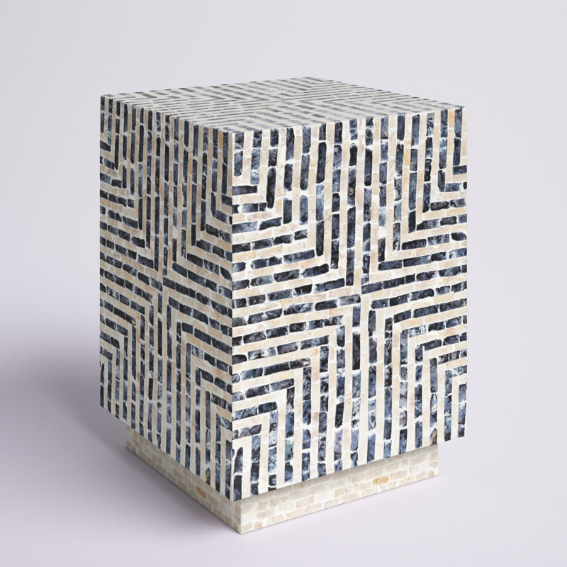 Lharysa 19" Square Wood and Stone End Table