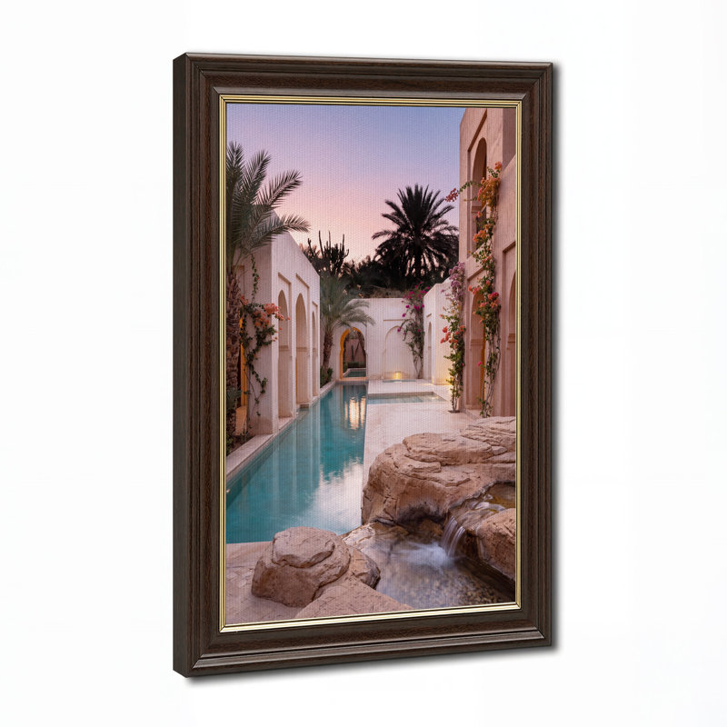 «Turquoise Pool and Arched Walls at Sunset», art mural sur toile, H 18 po x l 12 po