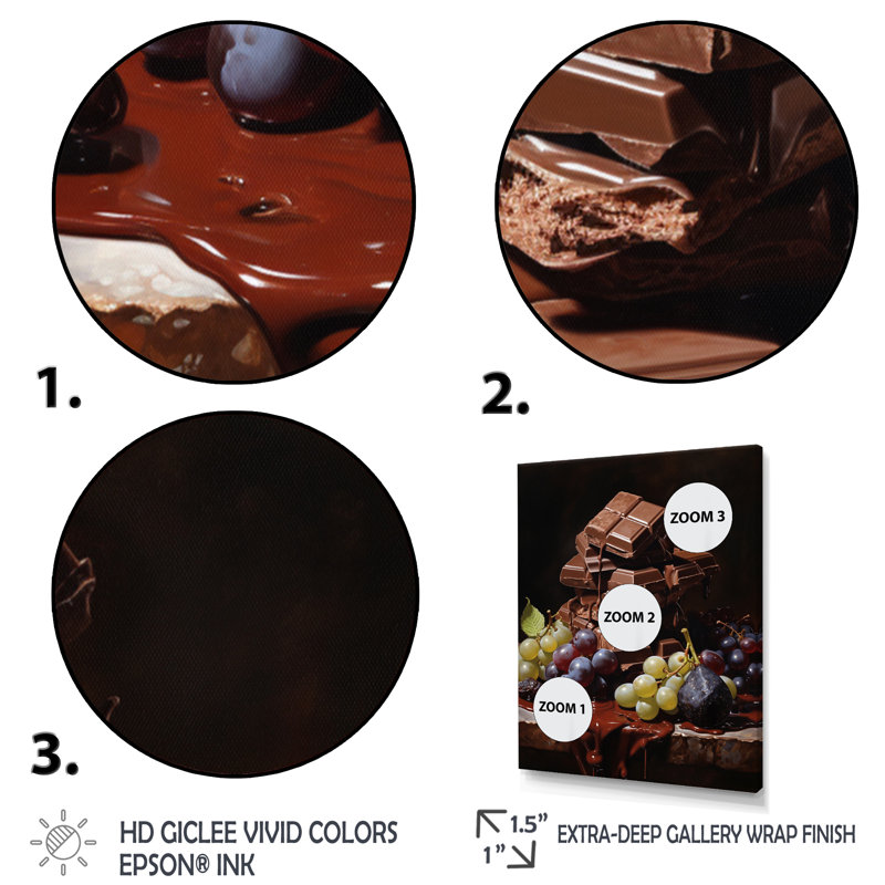 Cajuan Food Chocolate Dreams I, Encadrement doré, H 32 po x l 16 po x P 1 po