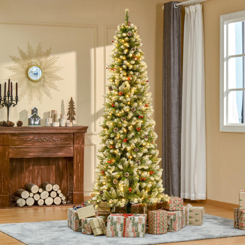Arbre de Noël artificiel pré-éclairé enneigé, 7.5'