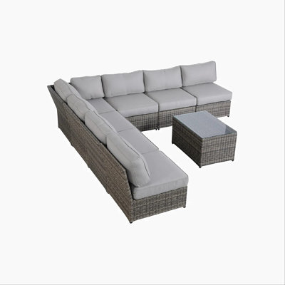 Fully Assembled 6-Person Wicker Patio Seating Group with Cushions