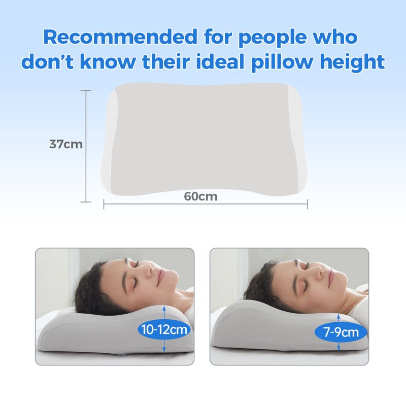 Memory Foam Pillow, Dual Height Design with Removable Cover, Soft and Cool Fabric, Neck Support Pillow for Side Back Stomach Sleepers(Gray)