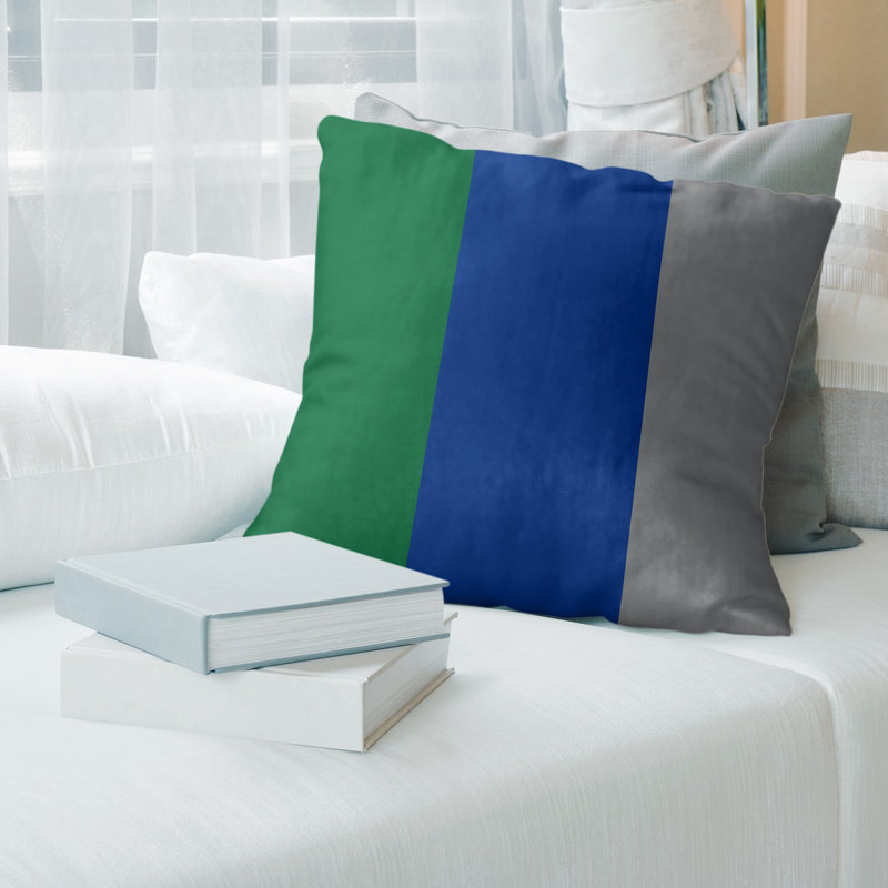 Housse de coussin, 14 po x 14 po, Bleu, Polyester filé