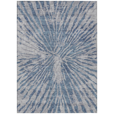 Tapis intérieur lavable abstrait argenté 5 pi x 8 pi