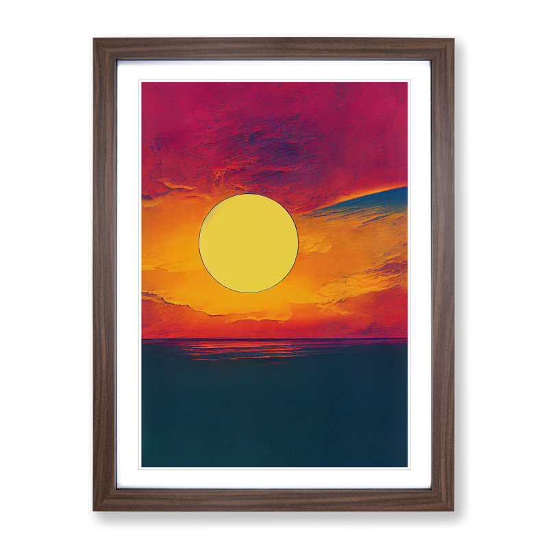 Revered Abstract Sunset - Framed Print, 64cm H x 46cm W x 2cm D, Brown Framed