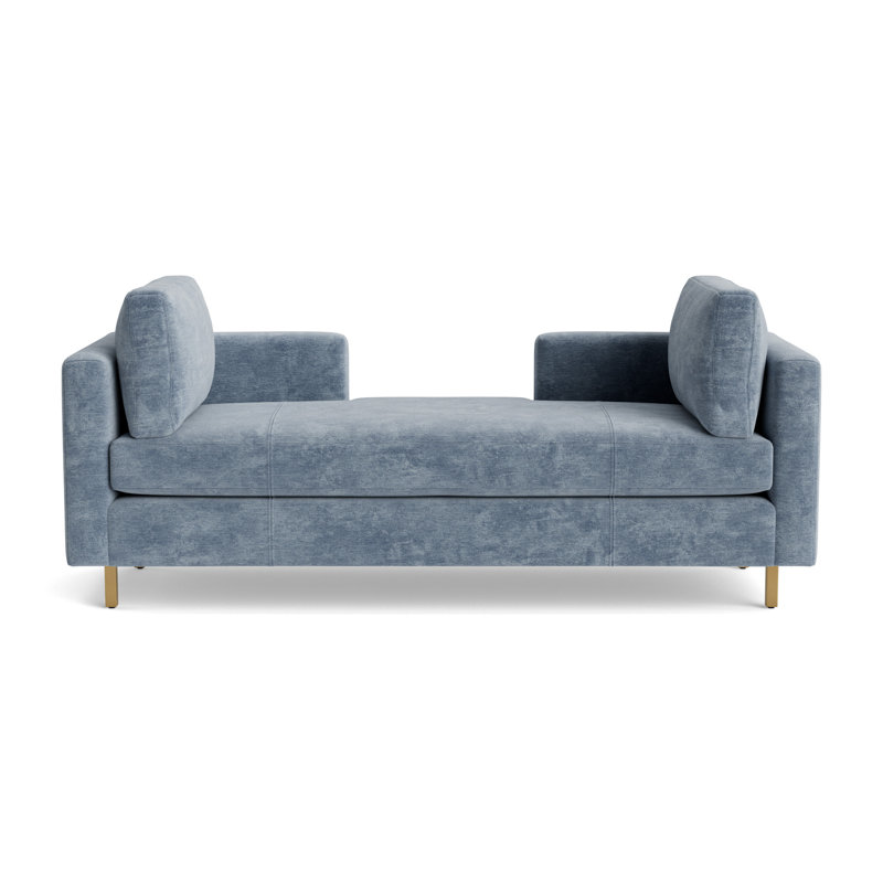 Hunter Bench, Vintage Chenille - Smoky Blue, Brushed Brass
