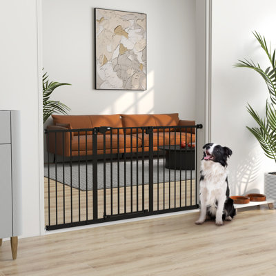 Adjustable Safety Gate with 3 Extensions 4 Adjustable Screws Black