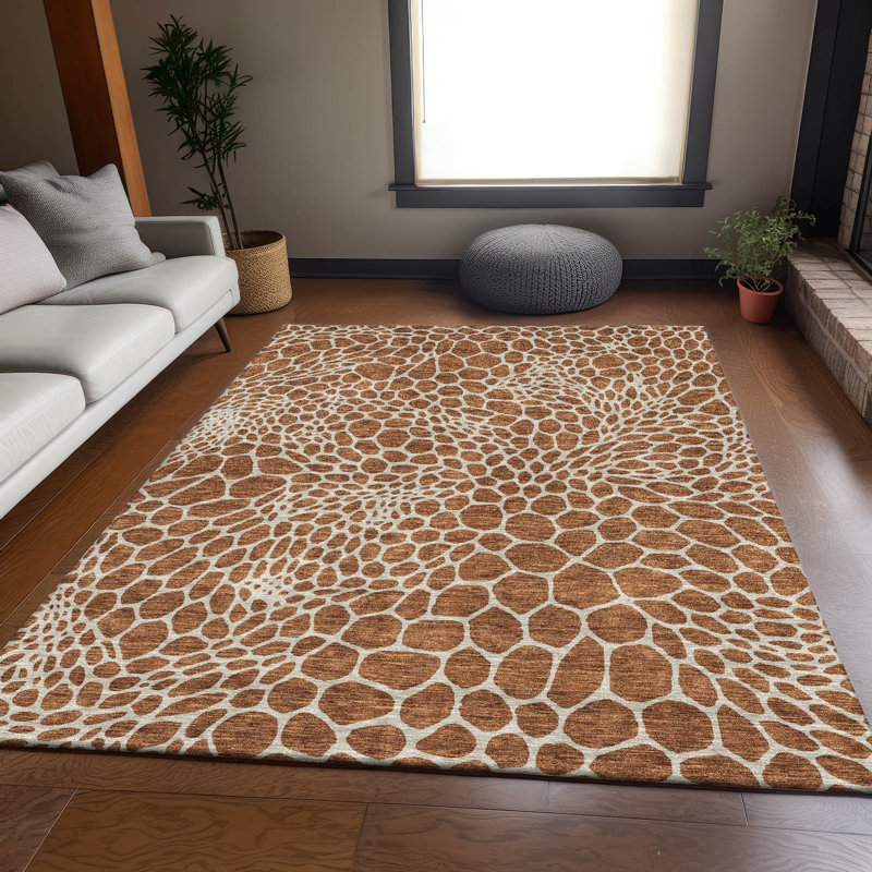 Premium Machine Washable Prisco Paprika Rug, Rectangle 9' x 12'