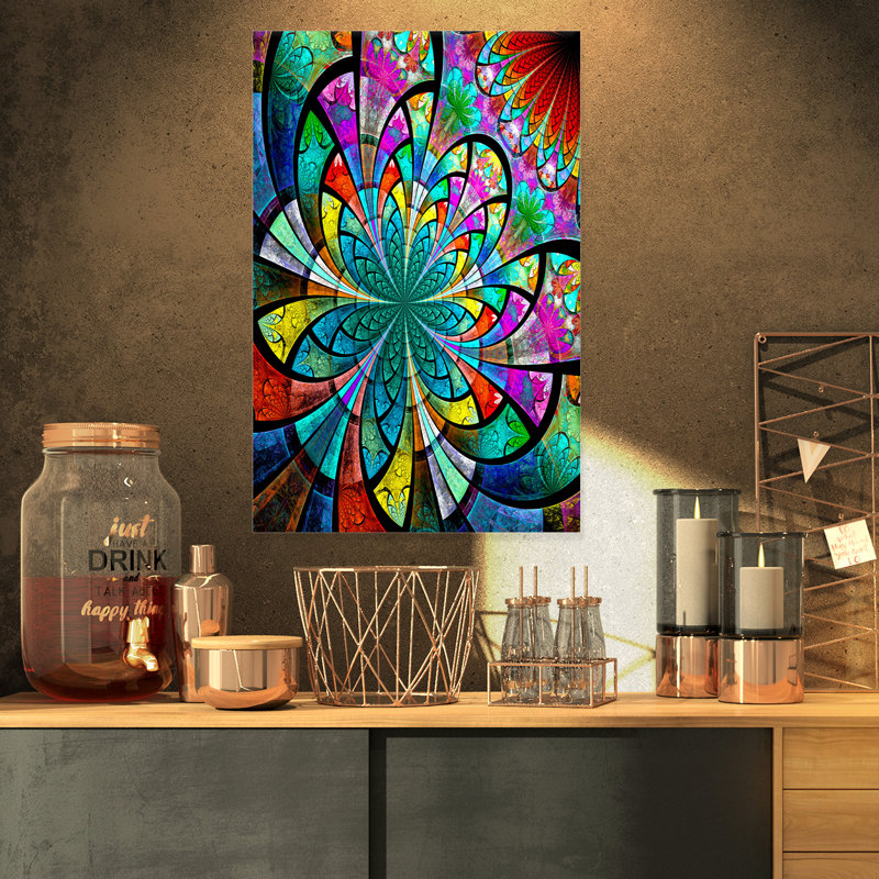 « multi color large fractal pattern », impression sur toile tendue, H 32 po x l 16 po x P 1 po, Toile tendue