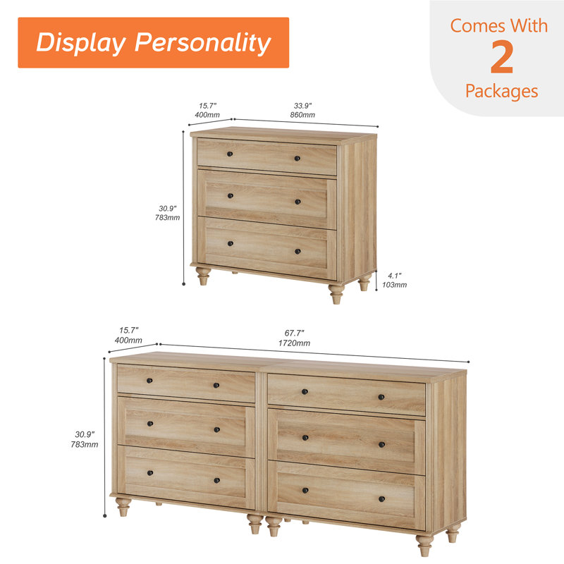 Scarlett 3-Drawer Nightstand - Mid Century Modern